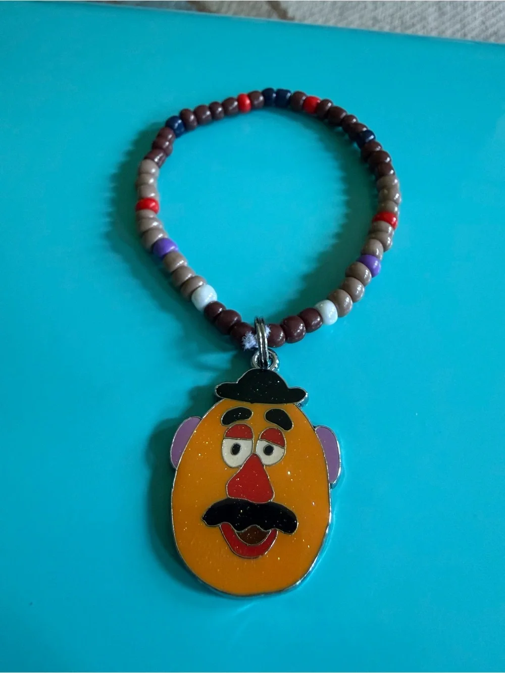 Handmade Toy Story Mr. Potato Head Charm Beaded Bracelet Child Size